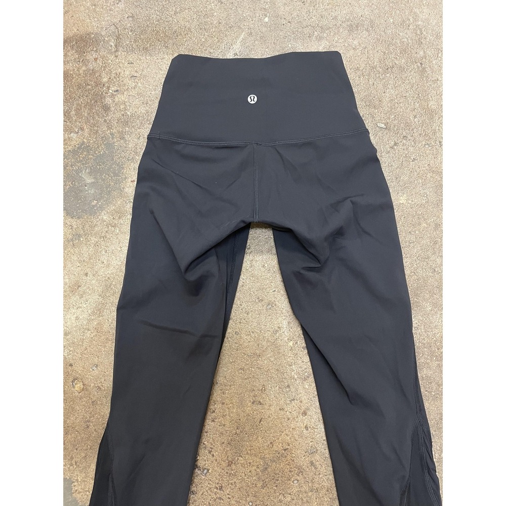 Lululemon Leggings Womens 2 Black High Rise Mesh Panel Cropped Yoga Athletic - Picture 11 of 16